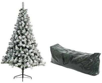 Kerst kunstboom Imperial Pine besneeuwd 180 cm met opbergzak - Kunstkerstboom Groen