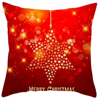 Kerst Kussenhoes 45*45 Rood Vrolijk Kerstfeest Gedrukt Polyester Decoratieve Kussens Sofa Thuis Decoratie Kussensloop