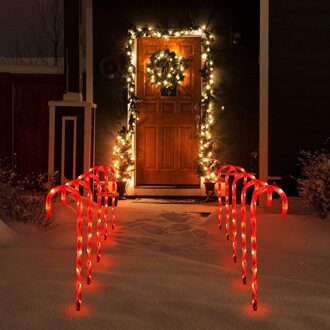 Kerst Licht Pathway Candy Cane Loopbrug Licht Usb Powered Straat Lamp Outdoor Tuin Yard Jaar Decoratie Lamp EU plug Powered 10stk