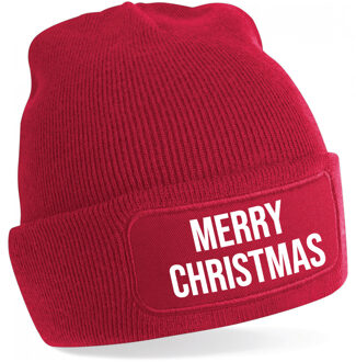 kerst muts - Merry Christmas - rood - one size - unisex - Kerstmuts One size