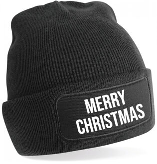 kerst muts - Merry Christmas - zwart - one size - unisex - Kerstmuts One size