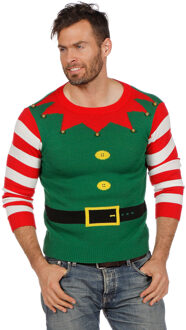 Kerst & Oud & Nieuw Kostuum | Kersttrui Groen Kerstelf | Medium | Carnaval kostuum | Verkleedkleding