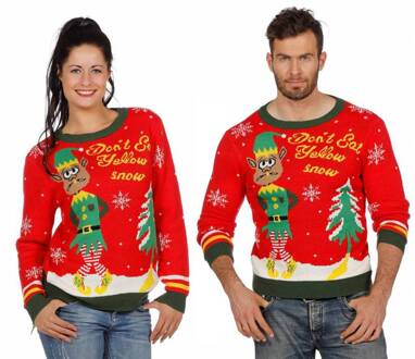 Kerst & Oud & Nieuw Kostuum | Kersttrui Rood Kerstelf | Large | Carnaval kostuum | Verkleedkleding