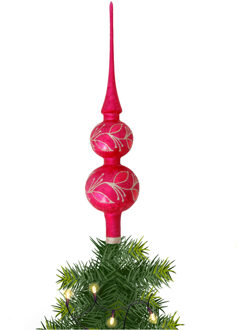 Kerst piek - 1x - rood - ijslak - 30 cm - glas - gedecoreerd - kerstboompiek