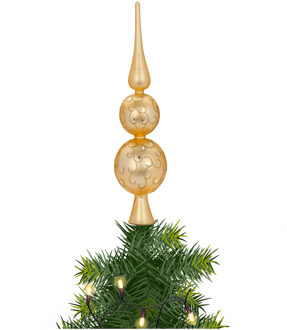 Kerst piek van glas goud gedecoreerd H31 cm - kerstboompieken Goudkleurig