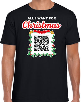Kerst QR code kerstshirt Stappen zonder QR code heren zwart - Fout kerst t-shirt L
