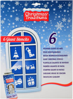 Kerst raamsjablonen - 6x st - 29 x 39 cm - papier - raamversiering/raamdecoratie