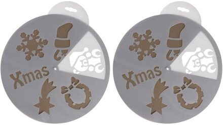 Kerst raamsjablonen/raamdecoratie 6 vormen 2 stuks Wit