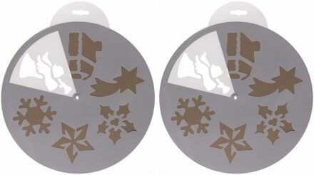 Kerst raamsjablonen/raamdecoratie 6 vormen 30 cm 2 stuks Wit