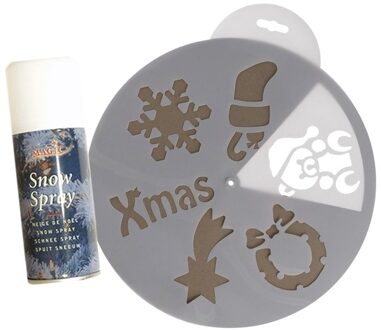 Kerst raamsjablonen/raamdecoratie - 6 vormen - met sneeuwspray Wit