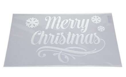 Kerst Raamsjablonen/raamdecoratie Merry Christmas Plaatjes 54 Cm - Kerst Raamsjablonen Wit