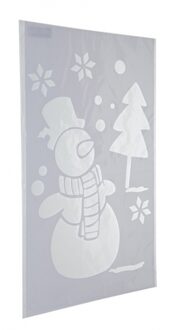 Kerst Raamsjablonen/raamdecoratie Sneeuwpop Plaatjes 54 Cm - Kerst Raamsjablonen Wit