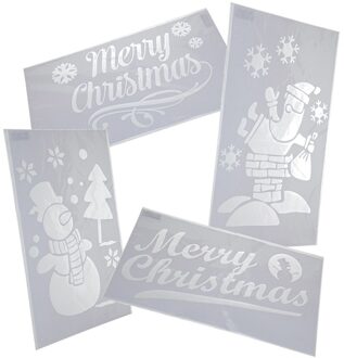 Kerst raamsjablonen - set 4x st - 54 cm - kunststof - raamdecoratie - raamversiering