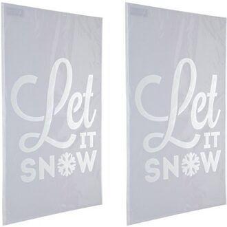 Kerst raamsjabloon - 2x - Let it snow tekst - 54 cm - raamdecoratie - kerstversiering