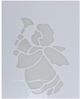 Kerst raamsjabloon engel met bel - wit - 35 cm - raamdecoratie - kerstversiering