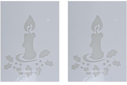 Kerst raamsjabloon kaars - 2x - wit - 35 cm - raamdecoratie - kerstversiering