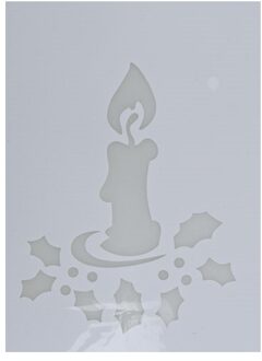 Kerst raamsjabloon kaars - wit - 35 cm - raamdecoratie - kerstversiering