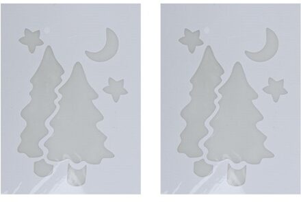 Kerst raamsjabloon kerstboom - 2x - wit - 35 cm - raamdecoratie - kerstversiering