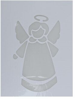 Kerst raamsjabloon kerstengel - wit - 35 cm - raamdecoratie - kerstversiering