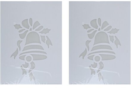 Kerst raamsjabloon kerstklok - 2x - wit - 35 cm - raamdecoratie - kerstversiering