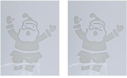 Kerst raamsjabloon kerstman - 2x - wit - 35 cm - raamdecoratie - kerstversiering
