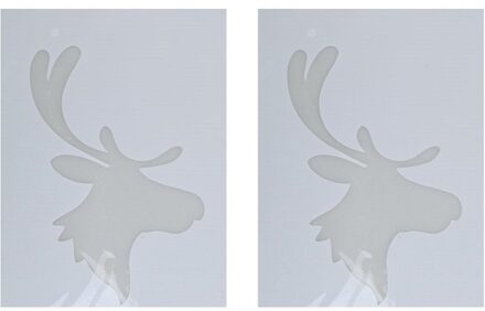 Kerst raamsjabloon rendierhoofd - 2x - wit - 35 cm - raamdecoratie - kerstversiering