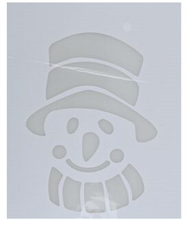 Kerst raamsjabloon sneeuwpop hoofd - wit - 35 cm - raamdecoratie - kerstversiering