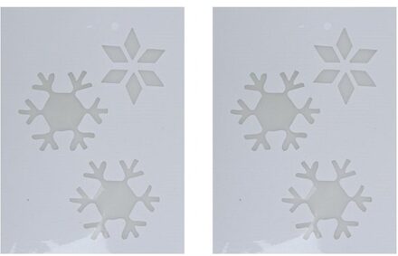 Kerst raamsjabloon sneeuwvlok - 2x - wit - 35 cm - raamdecoratie - kerstversiering