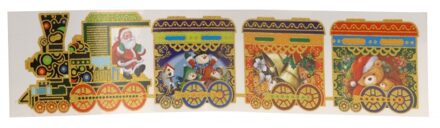 Kerst raamstickers - kersttrein - vel 64 x 15 cm - raamversiering - kerstversiering