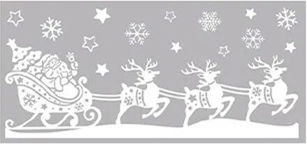 Kerst raamstickers rendieren met slee - vel van 23 x 49 cm