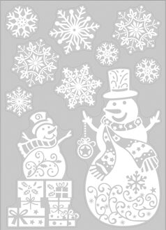 Kerst raamstickers Sneeuwpop - vel van 34 x 28 cm