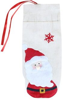 Kerst Rode Wijn Fles Covers Bag Cartoon Kerst Decoratie Wijn Bag Kerstman Sneeuwpop Linnen Champagne Fles Covers