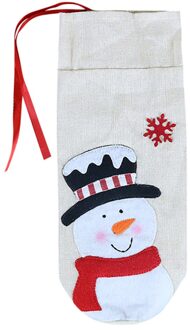 Kerst Rode Wijn Fles Covers Bag Cartoon Kerst Decoratie Wijn Bag Kerstman Sneeuwpop Linnen Champagne Fles Covers