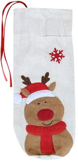 Kerst Rode Wijn Fles Covers Bag Cartoon Kerst Decoratie Wijn Bag Kerstman Sneeuwpop Linnen Champagne Fles Covers