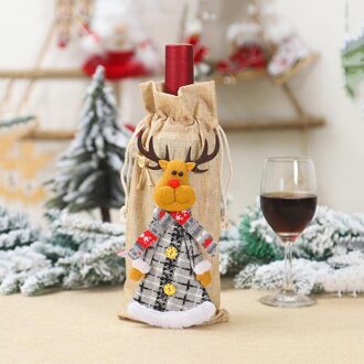 Kerst Rode Wijn Fles Covers Bag Linnen Kerstman Champagne Fles Cover Kerst Decoraties Voor Huis eland
