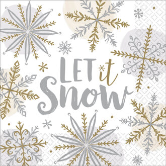 Kerst Servetten Let It Snow (16st) Wit - Transparant