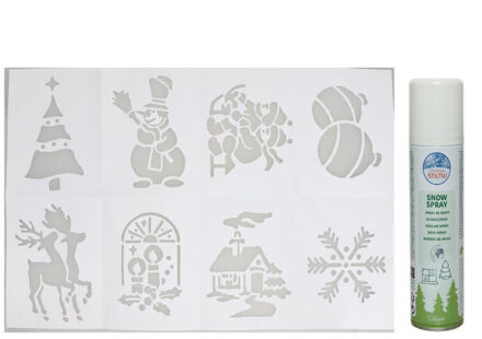 Kerst sfeer raamsjablonen met spuitsneeuw - Mix van 14x stuks - 32 x 28 cm - raamdecoratie