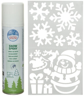 Kerst sfeer raamsjablonen met spuitsneeuw - Mix van 9 stuks - 47 x 24 cm - raamdecoratie