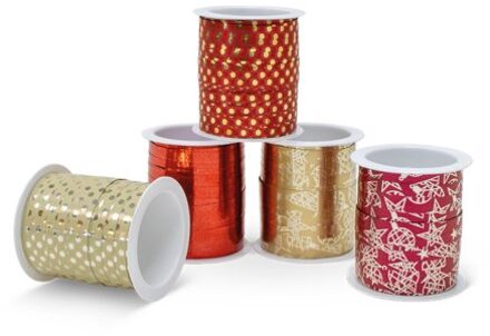 Kerst sierlint wonderfull x-mas, 5 mm x 10 m, assorti