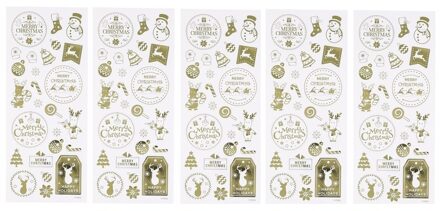 Kerst stickervel met 130 gouden kerstmis stickers