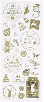 Kerst stickervel met 26 gouden kerstmis thema stickers - kerstmis - hobby stickers