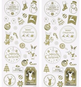 Kerst stickervel met 52 gouden kerstmis stickers - Kerstdecoratie/kerstversiering