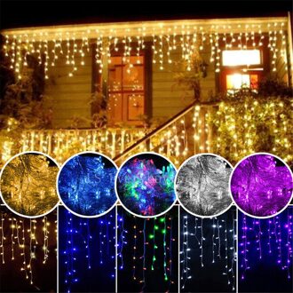 Kerst String Lights 5M Led Gordijn Ijspegel Garland String Lights Droop 0.4-0.6M Decoratie Voor Dakranden Tuin straat Outdoor blauw / 110V US plug