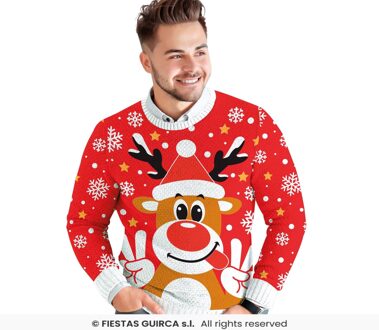 Kerst Sweater Crazy Rendier Rood Heren Rood - Zalm