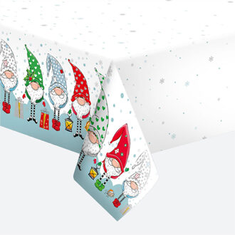 Kerst tafelkleed - 120 x 180 cm - papier - kabouter/gnome print - tafellaken
