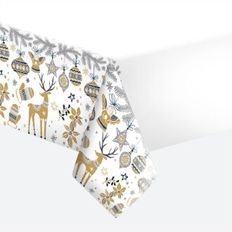 kerst Tafelkleed - 120 x 180 cm - papier - rendier kerst print - tafellaken Wit