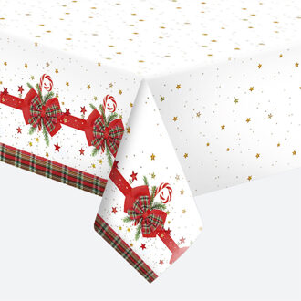 kerst Tafelkleed - 120 x 180 cm - papier - strikken print - rechthoekig - tafellaken Rood
