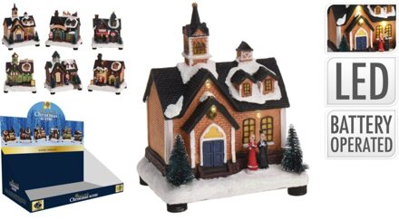 Kerst Tafereel Model Warm Witte Led 12,5x9,5x15Cm