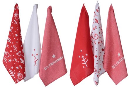 Kerst Theedoek katoen set a 3 stuks