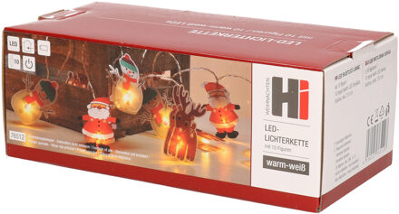 Kerst thema lichtsnoeren met 10 kerstfiguren LED verlichting - Lichtsnoeren